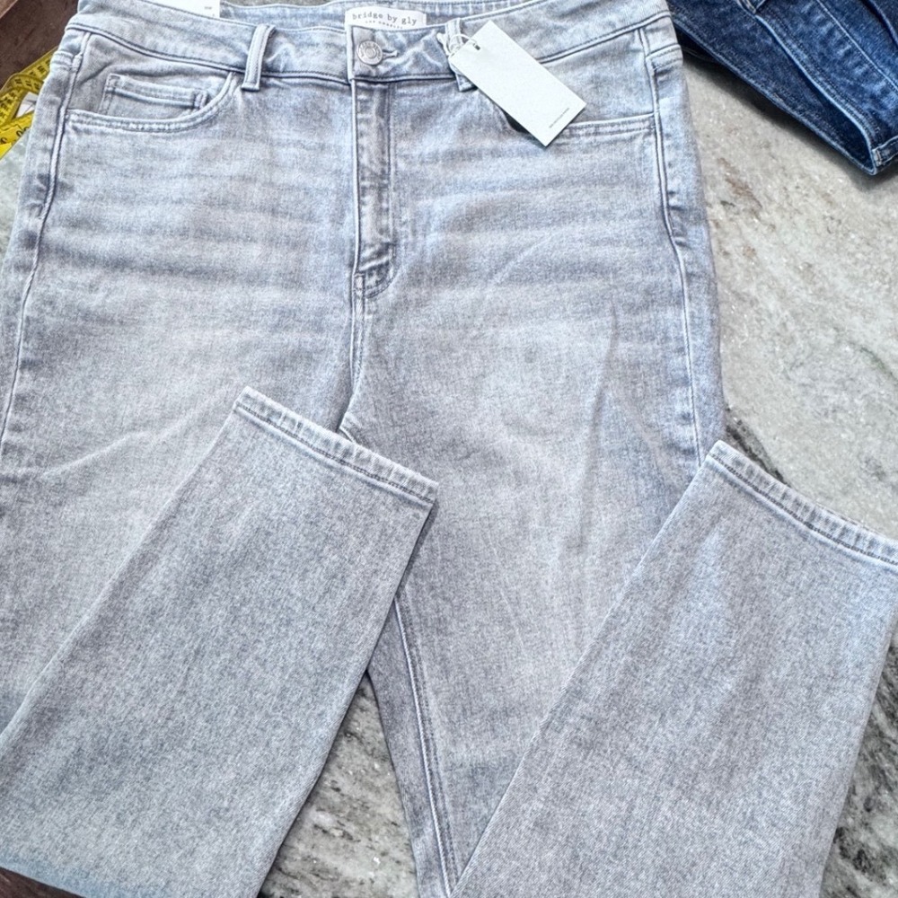 Bridge by Gly Jeans Womens 16W High Rise Skinny Denim Gray Quiet Luxury New - Picture 2 of 12